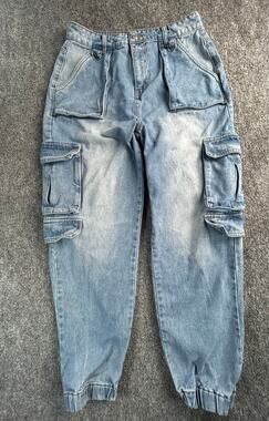 Angel Kiss Denim Collection Women's Cargo Jogger Jeans Size 9 Y2k Fashion